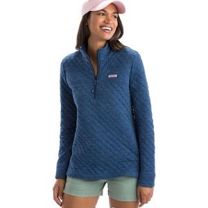 Vineyard Vines Blue Heathered Pullover 3/4 Zip Top Shirt Medium M 8 10